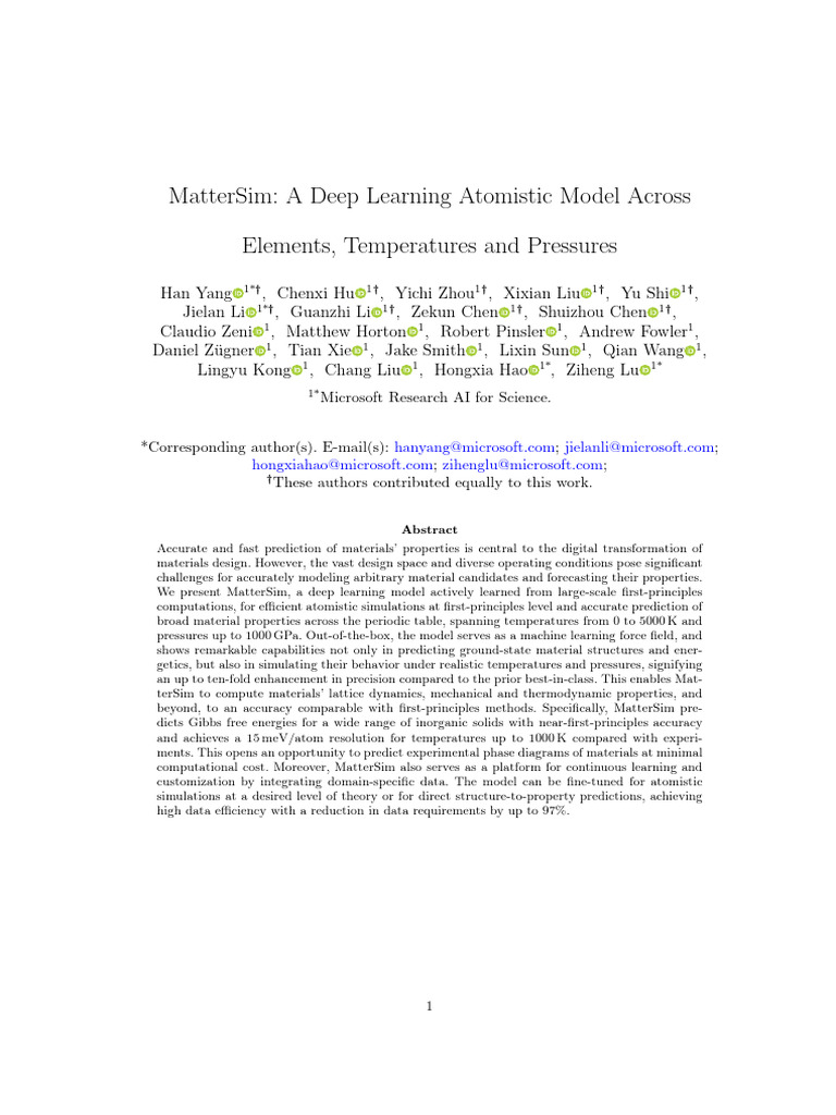 MatterSim - A Deep Learning Atomistic Model Across Elements ...