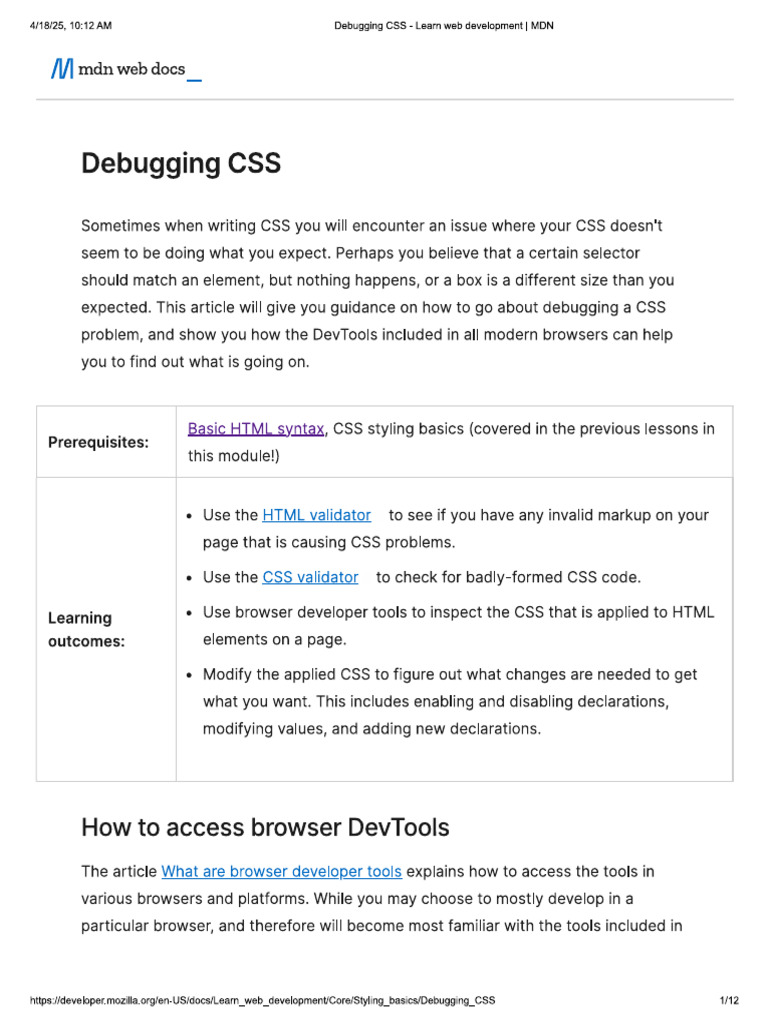 Debugging CSS | PDF