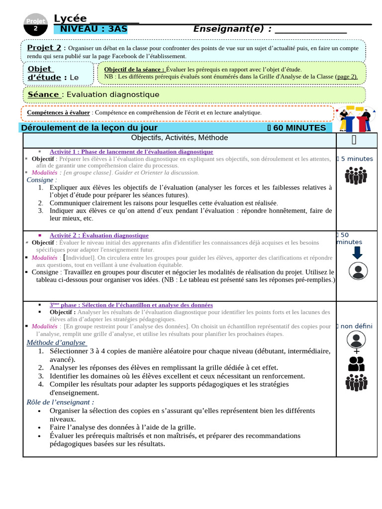 2.evaluation Diagnostique 3AS 2 | PDF | Pédagogie | Apprentissage