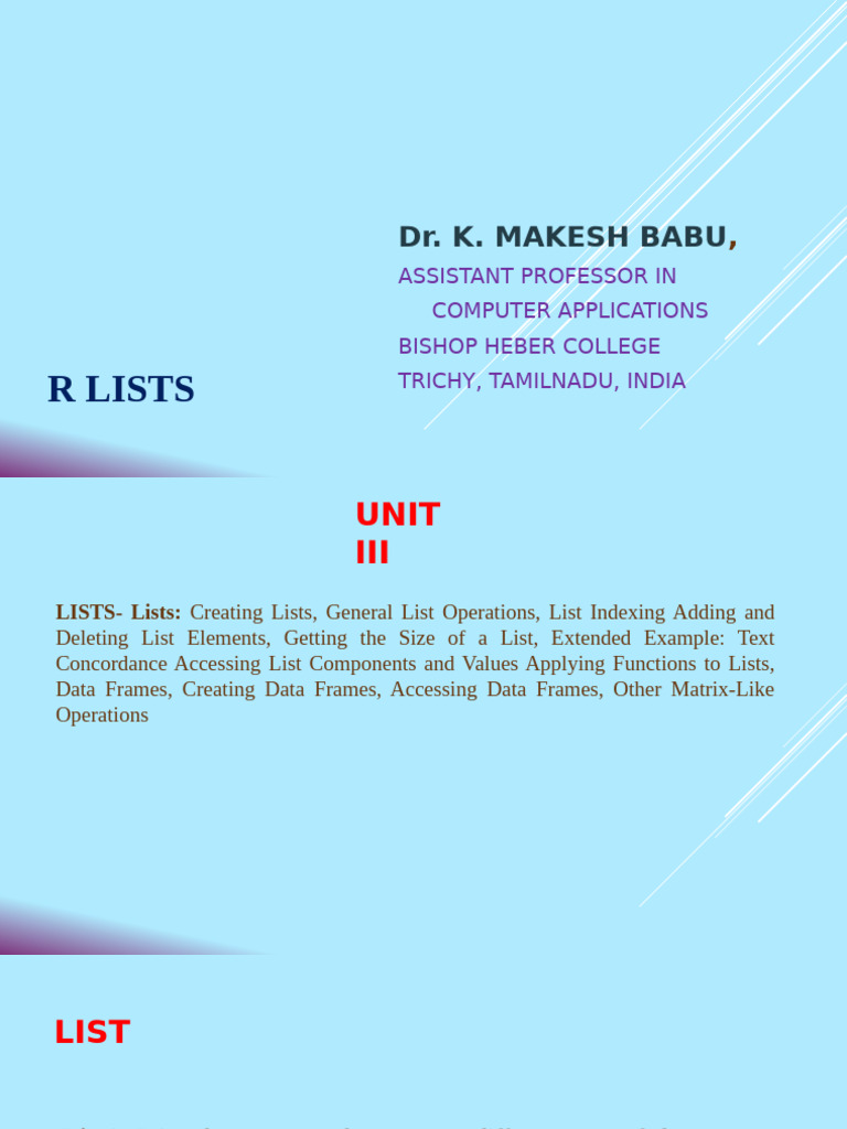 R Prog Unit Iii New | PDF | Mathematical Physics | Applied Mathematics
