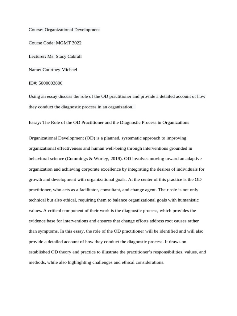 Organizational Development Essay | PDF | Organization Development ...