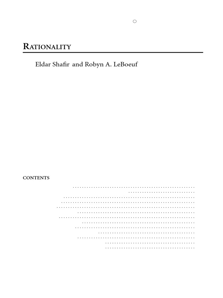 Shafir and Leboeuf - 2002 - Rationality | PDF | Rationality | Cognition