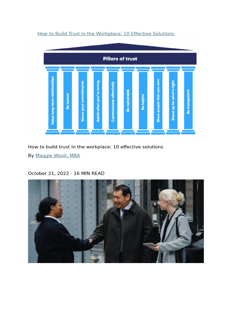 How To Build Trust in The Workplace 10 Effective Solutions | PDF ...