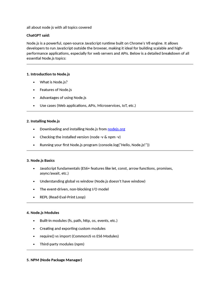 All About Node Js With All Topics Covered | PDF | Computing | Software ...