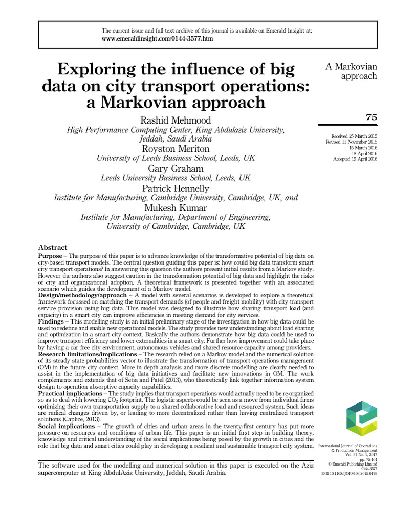 2016 Exploring The Influence of Big Data On City Transport Operations A ...