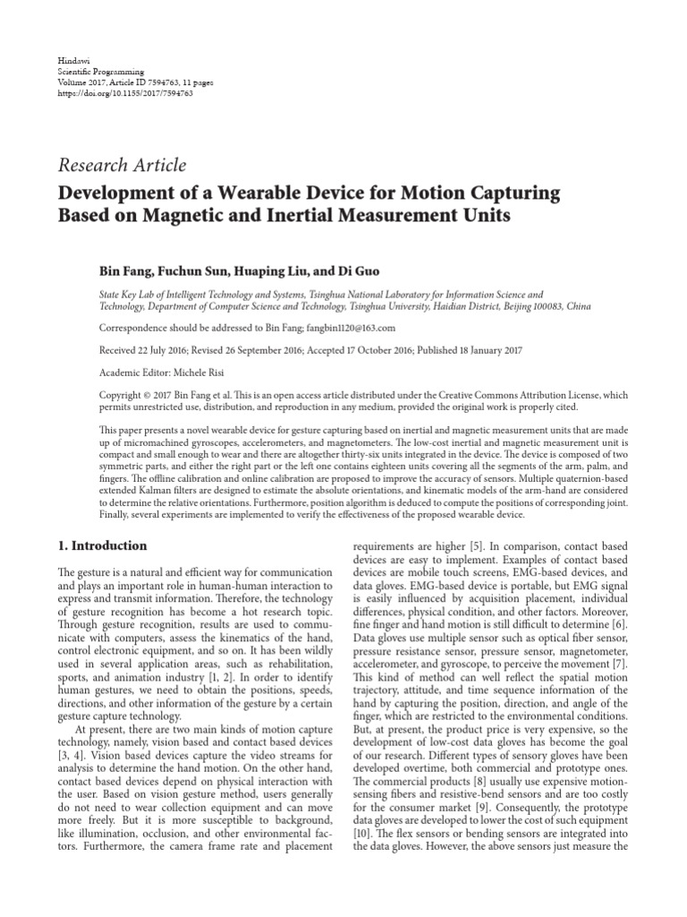 Development of A Wearable Device For Motion Captur | PDF | Inertial ...