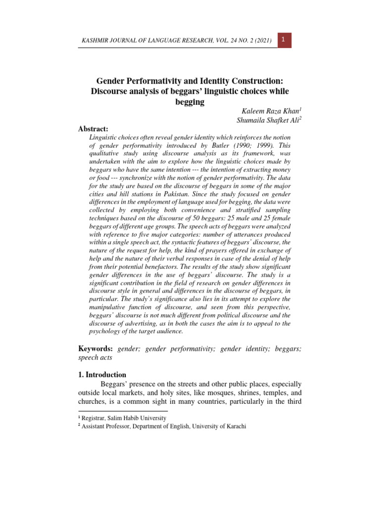 Gender Performativity & Identity Construction (KJLR) | PDF ...