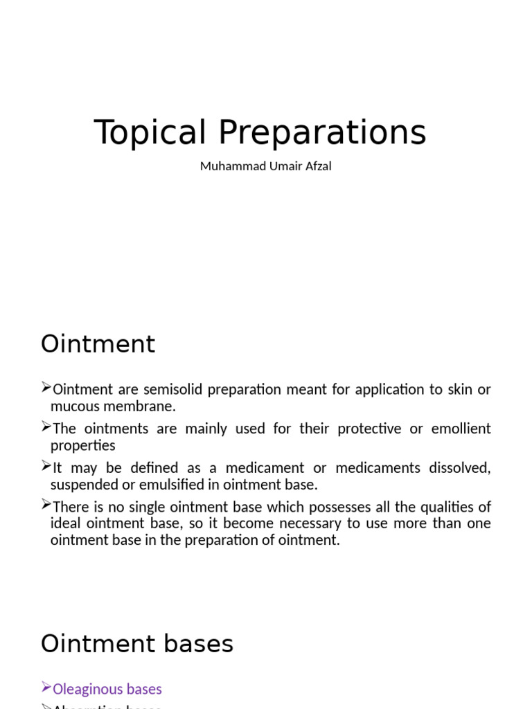 Topical Preparations | PDF | Topical Medication | Emulsion