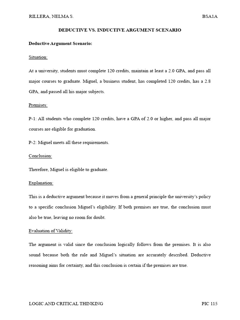 Rillera, Nelma S. Bsa1a (Deductive Vs Inductive) | PDF | Argument ...
