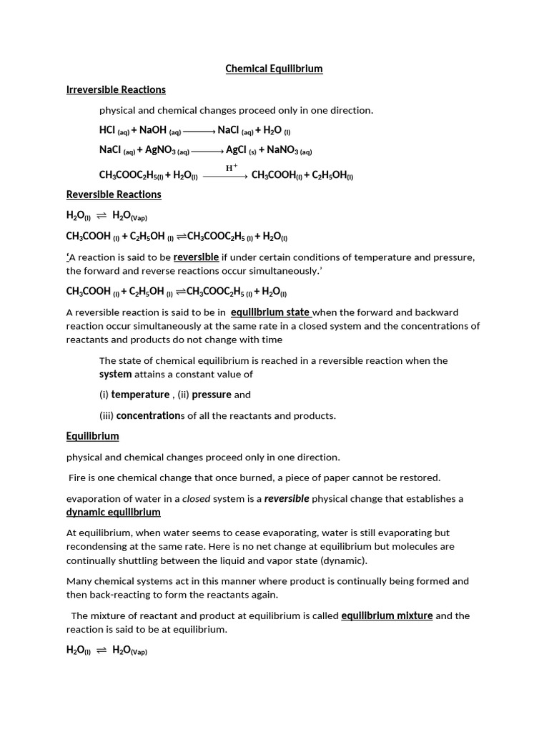 Equilibrium F Notes (25 26) | PDF | Chemical Equilibrium | Acid