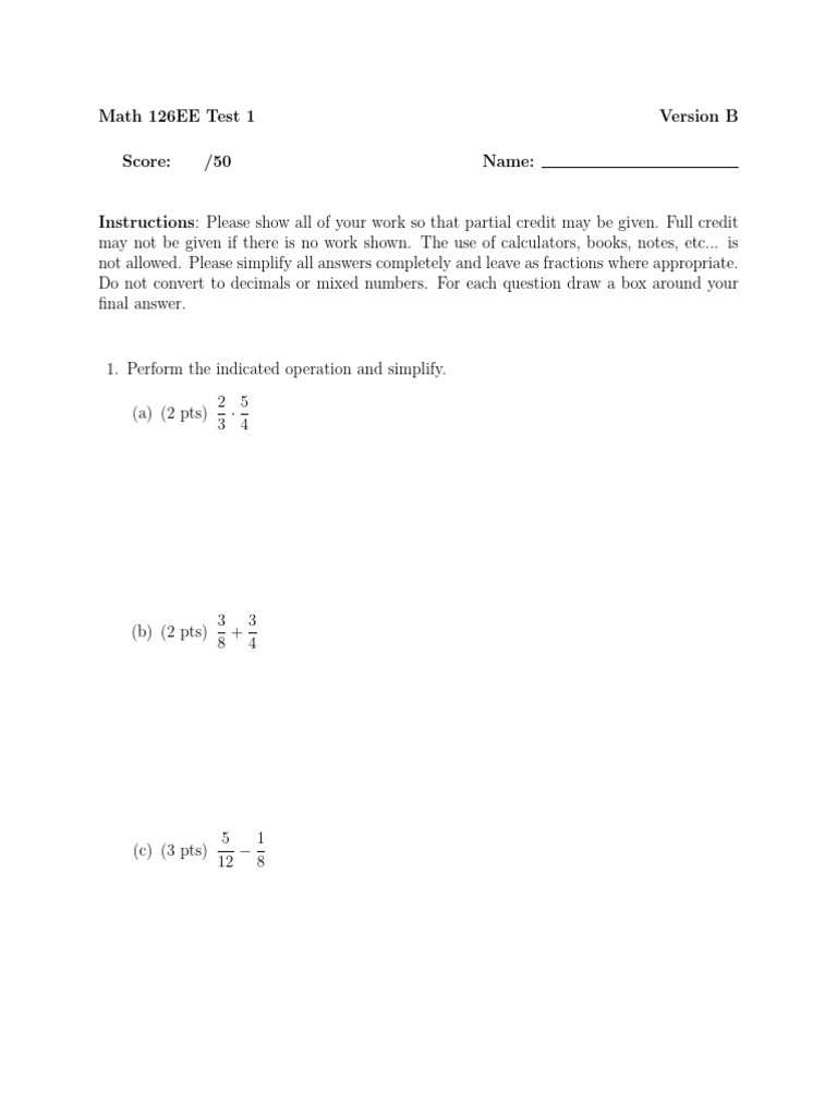 Math 126EE Test 1 Version B | PDF