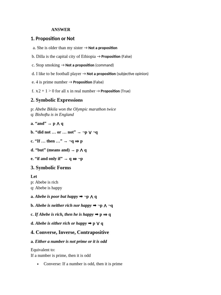 ANSWER | PDF | Syntax (Logic) | Mathematics