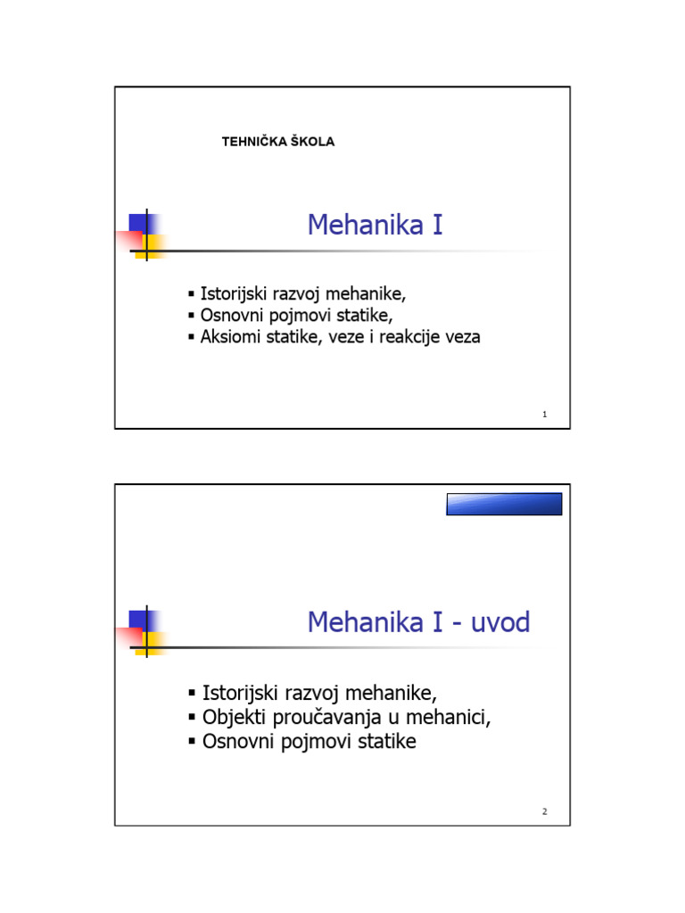 Mehanika I 1 | PDF