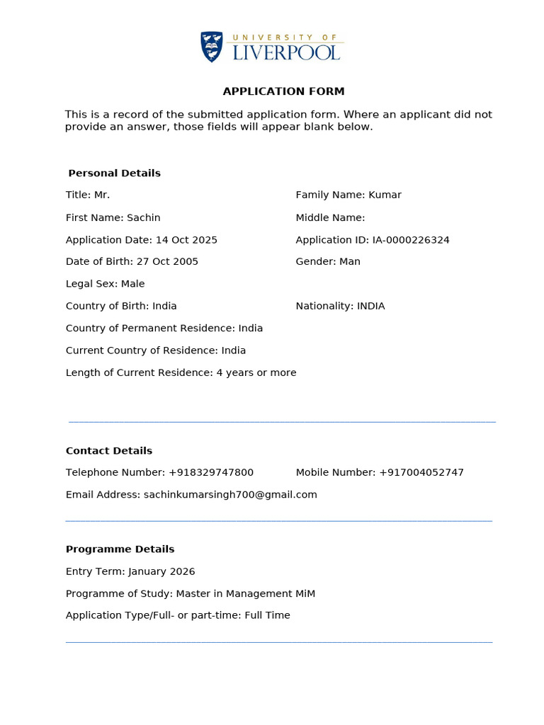 Application Form For IA-0000226324 | PDF | Travel Visa