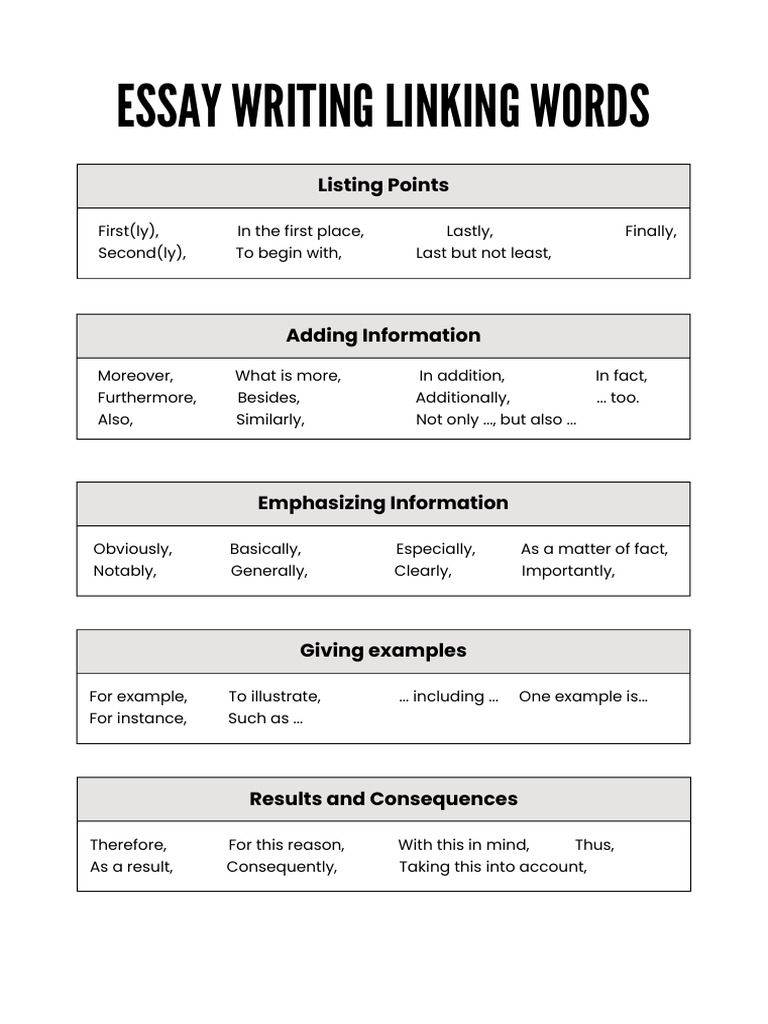 Linking Words Essay | PDF
