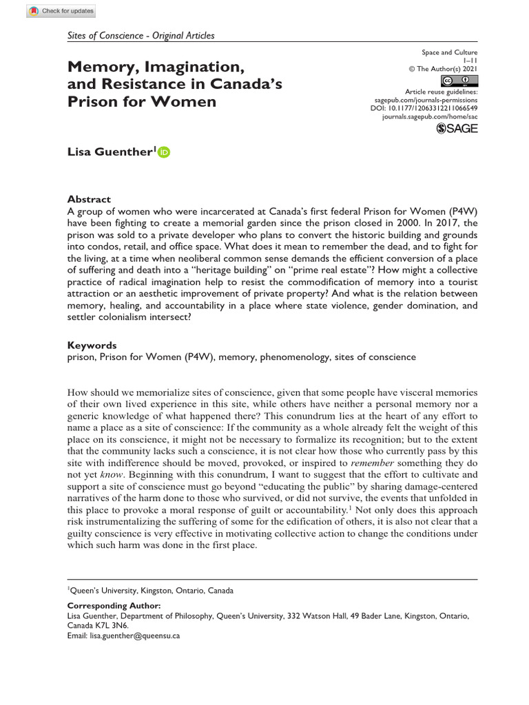 Memory Imagination and Resistance in Can | PDF | Prison | Conscience