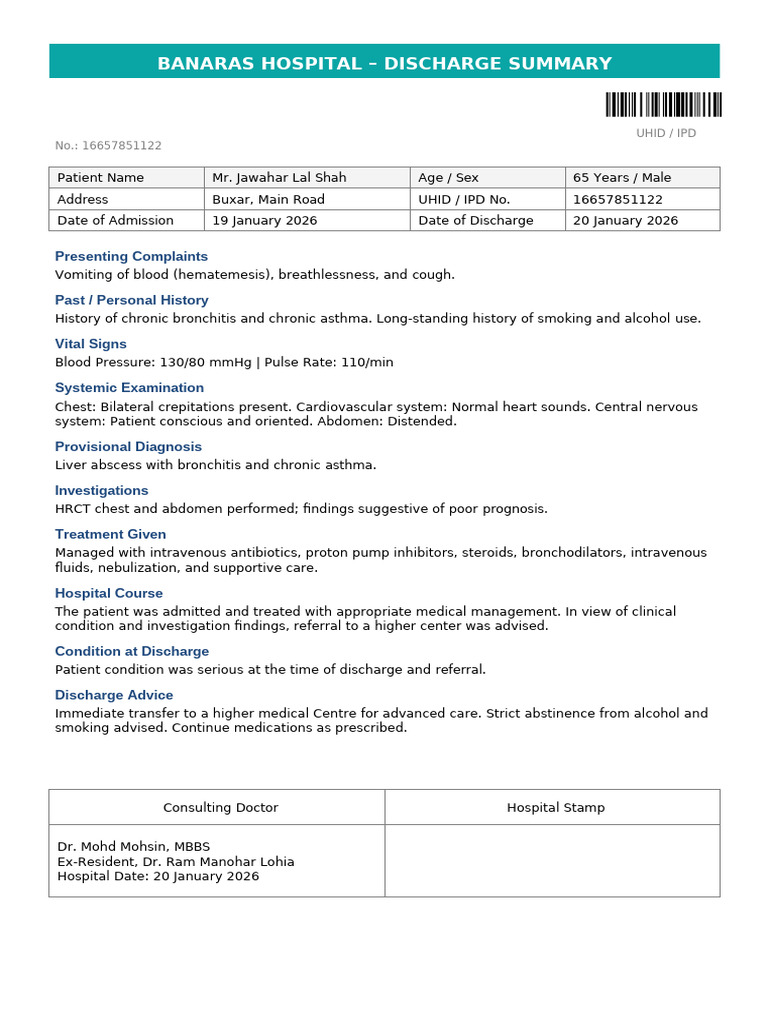Discharge Summary LabStyle | PDF | White Blood Cell | Medical Specialties