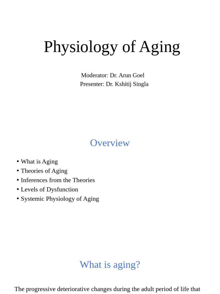 Physiology of Aging | PDF | Senescence | Reactive Oxygen Species