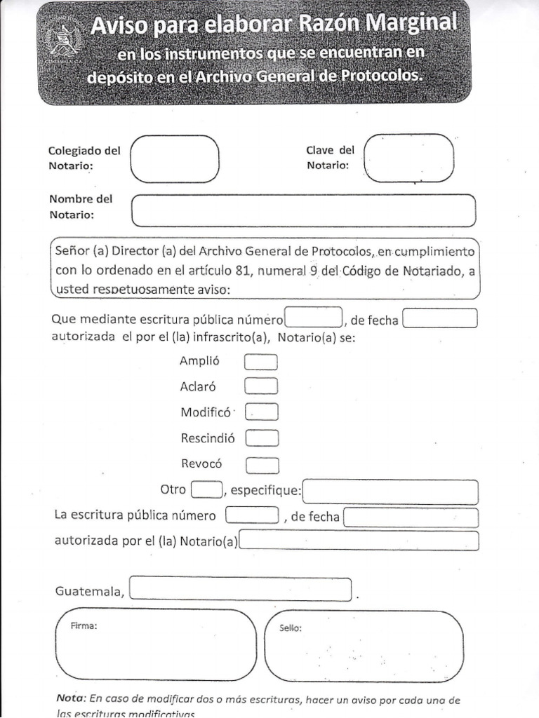 Aviso para Elabor Razon Marginal | PDF