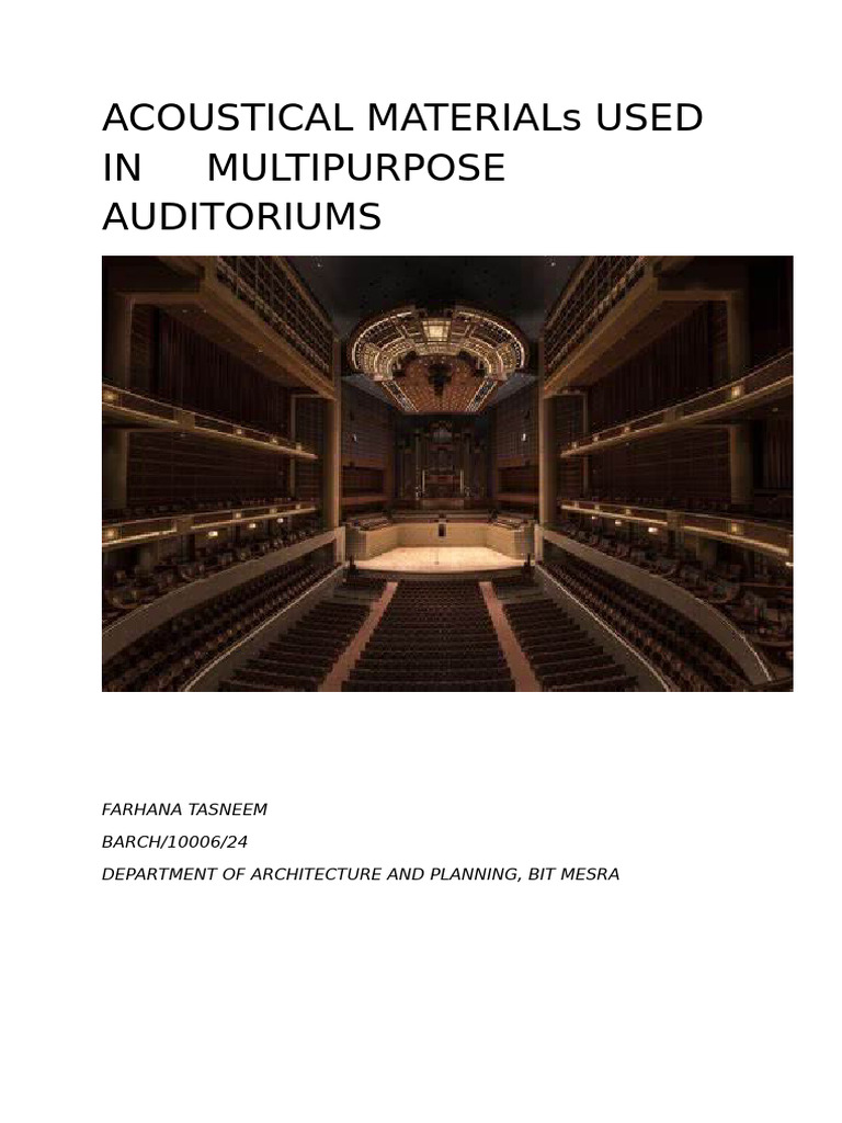 Acoustical Materials Used in Multipurpose Auditoriums | PDF | Acoustics ...