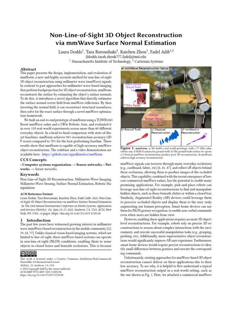 Non Line of Sight 3D Object Reconstruction | PDF | Radar | Extremely ...