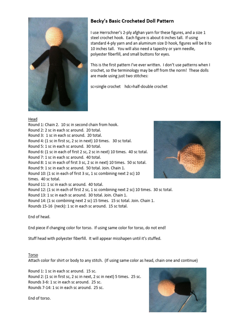 Becky S Basic Crocheted Doll | PDF | Crochet | Textile Arts