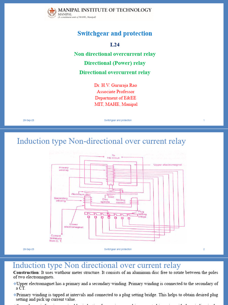 L24-Non Directional-Directional Overcurrent Relay | PDF | Relay | Inductor
