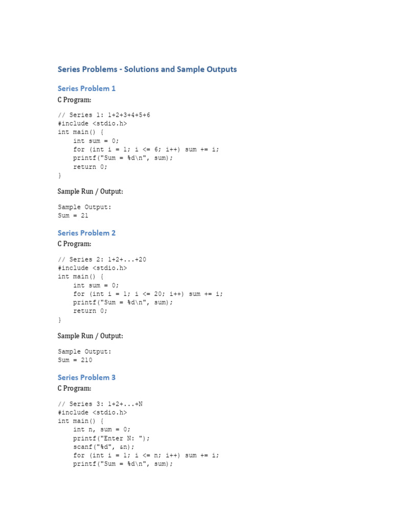 Series Problems Solutions | PDF