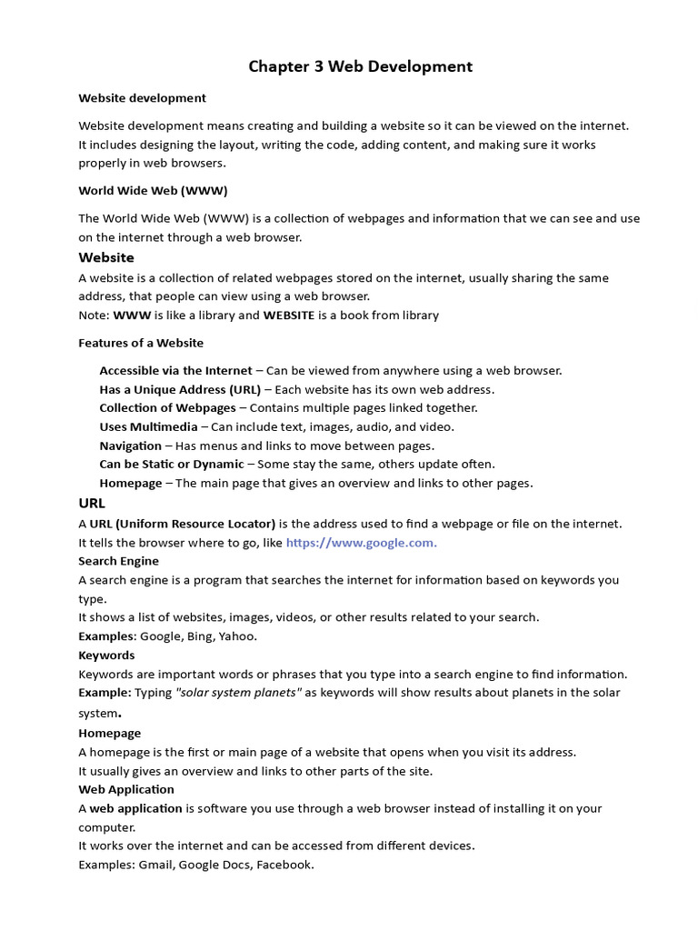 Chapter 3 Web Development | PDF | Websites | World Wide Web