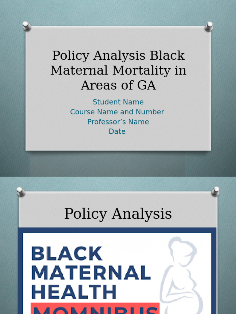 Policy Analysis Black Maternal Mortality in Areas of | PDF