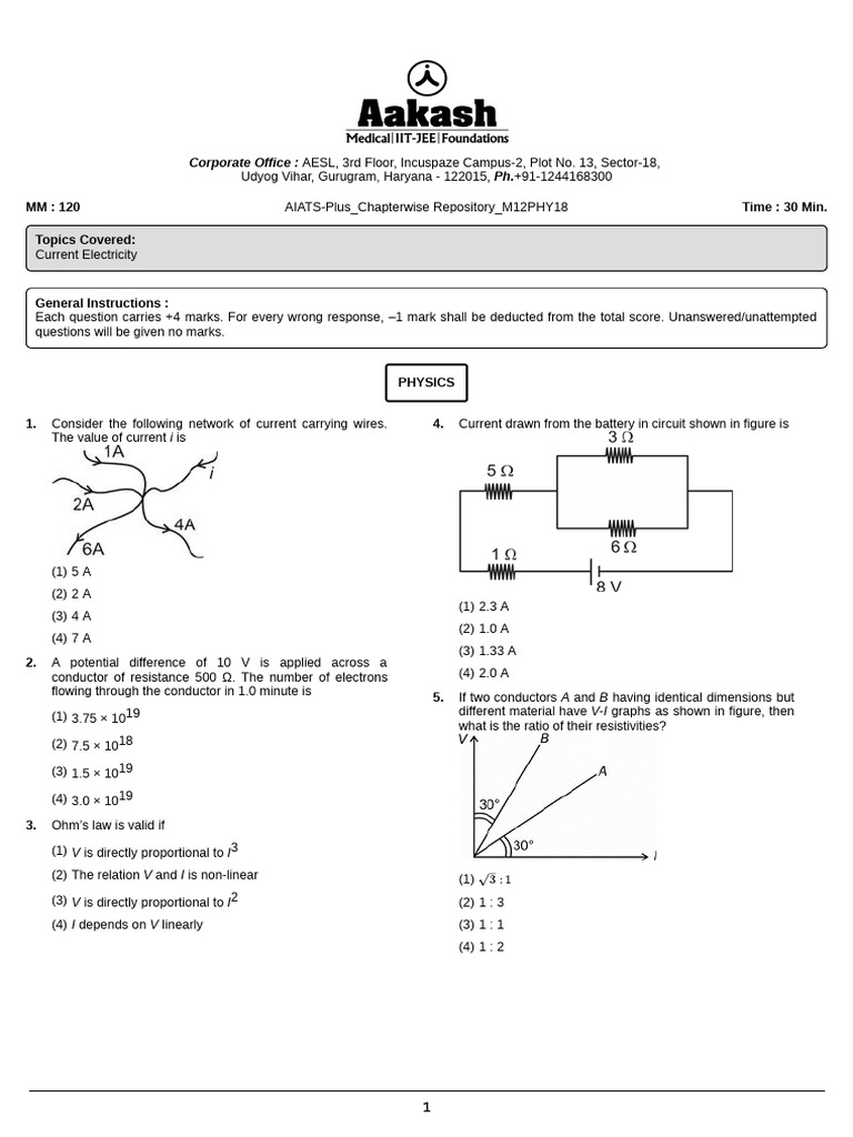 Current Electricity | PDF | Series And Parallel Circuits | Electronic ...