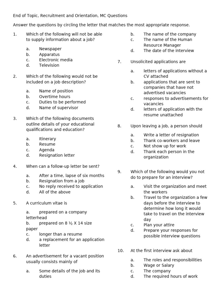 8.1 End of Topic Questions | PDF | Résumé