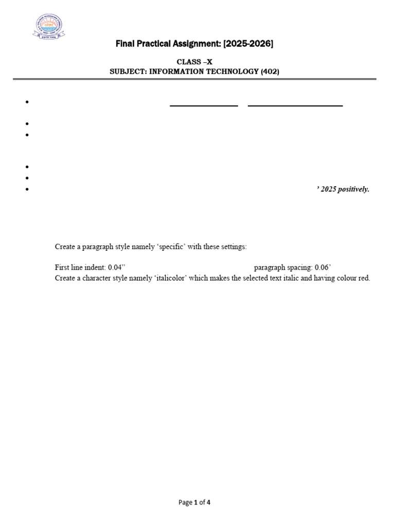 Practical Assignment (X - Final-2025-26) | PDF | Spreadsheet | Databases