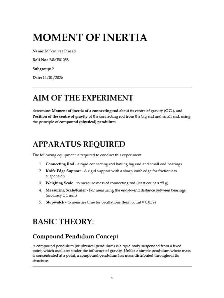 Connecting Rod | PDF | Pendulum | Center Of Mass
