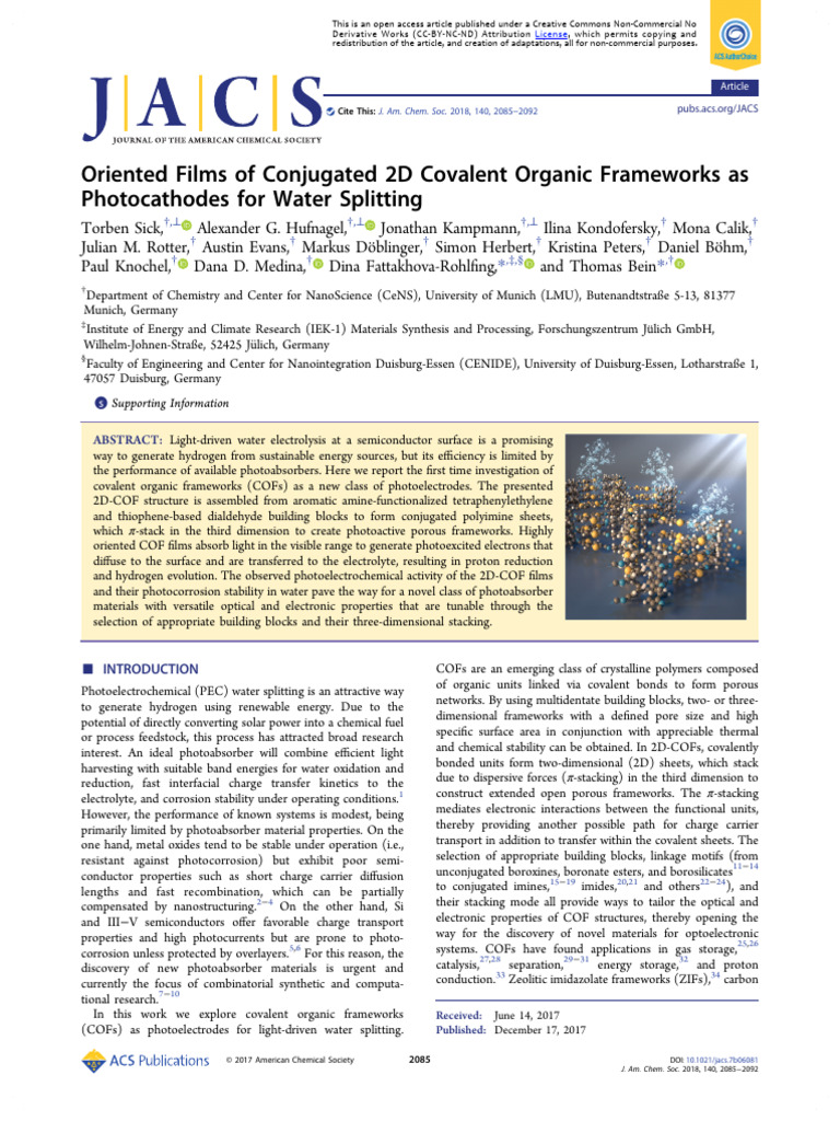 Sick Et Al 2017 Oriented Films of Conjugated 2d Covalent Organic ...