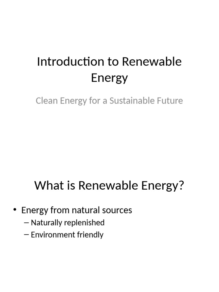 Introduction To Renewable Energy | PDF