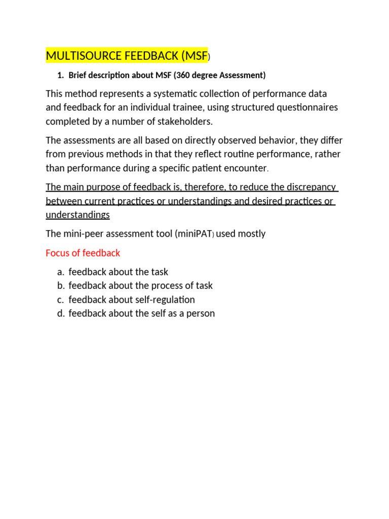 Multisource Feedback | PDF