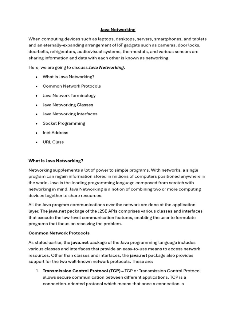 6 Unit - Networking in Java | PDF | Internet Protocols | Port (Computer ...