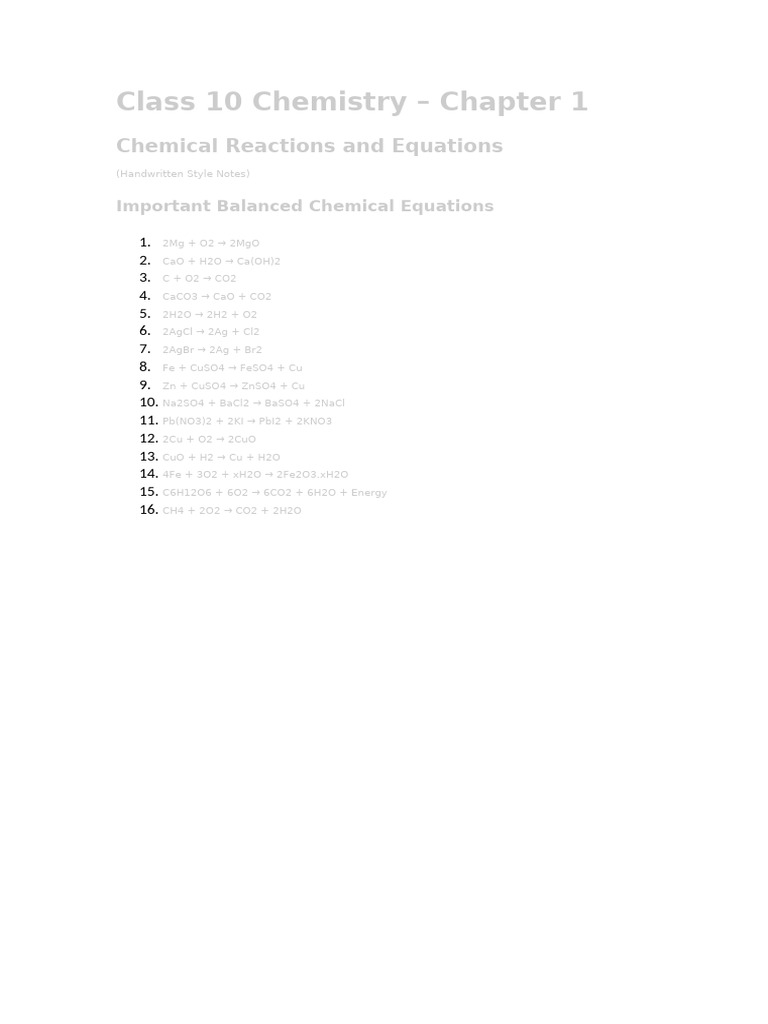 Class 10 Chemistry - Chapter 1 | PDF