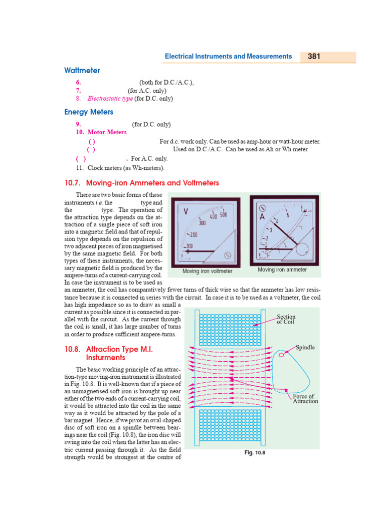6 Moving Iron Type Meter Theory | PDF | Magnetic Field | Inductor