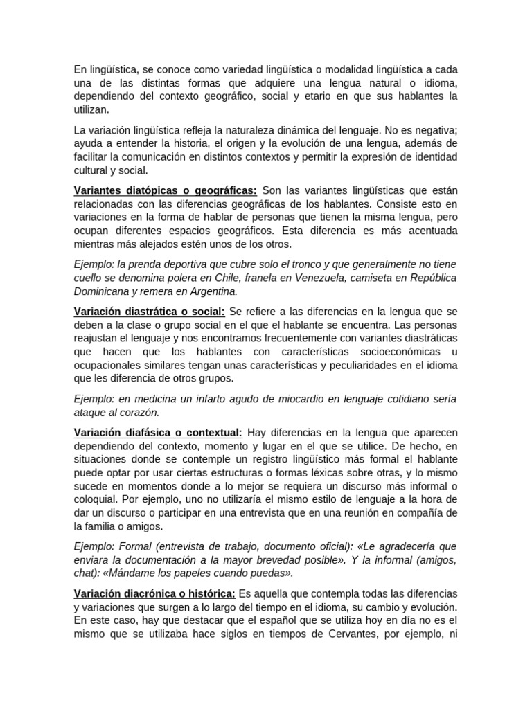 Variaciones Linguisticas | PDF | Lingüística | Comunicación humana