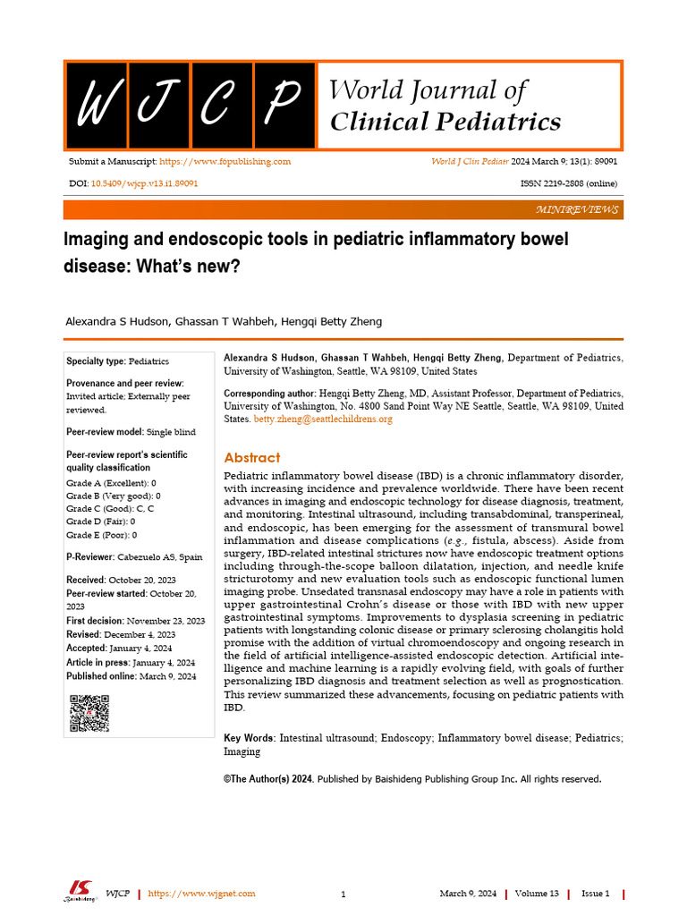 Imaging and Endoscopic Tools in Pediatric Inflammatory Bowel | PDF ...