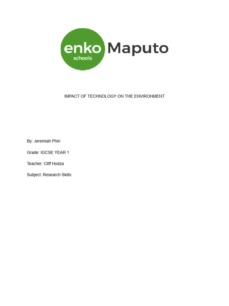 Impact of Technology On The Environment | PDF | Electronic Waste ...