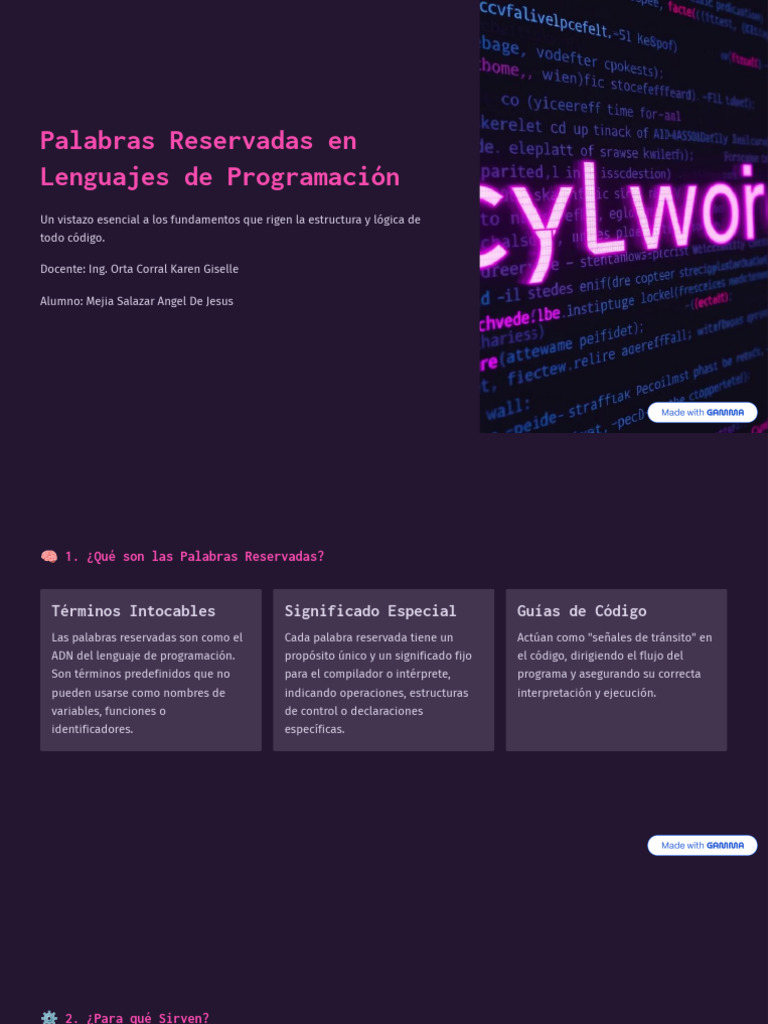 Palabras Reservadas en Lenguajes de Programacion | PDF | Lenguaje de ...