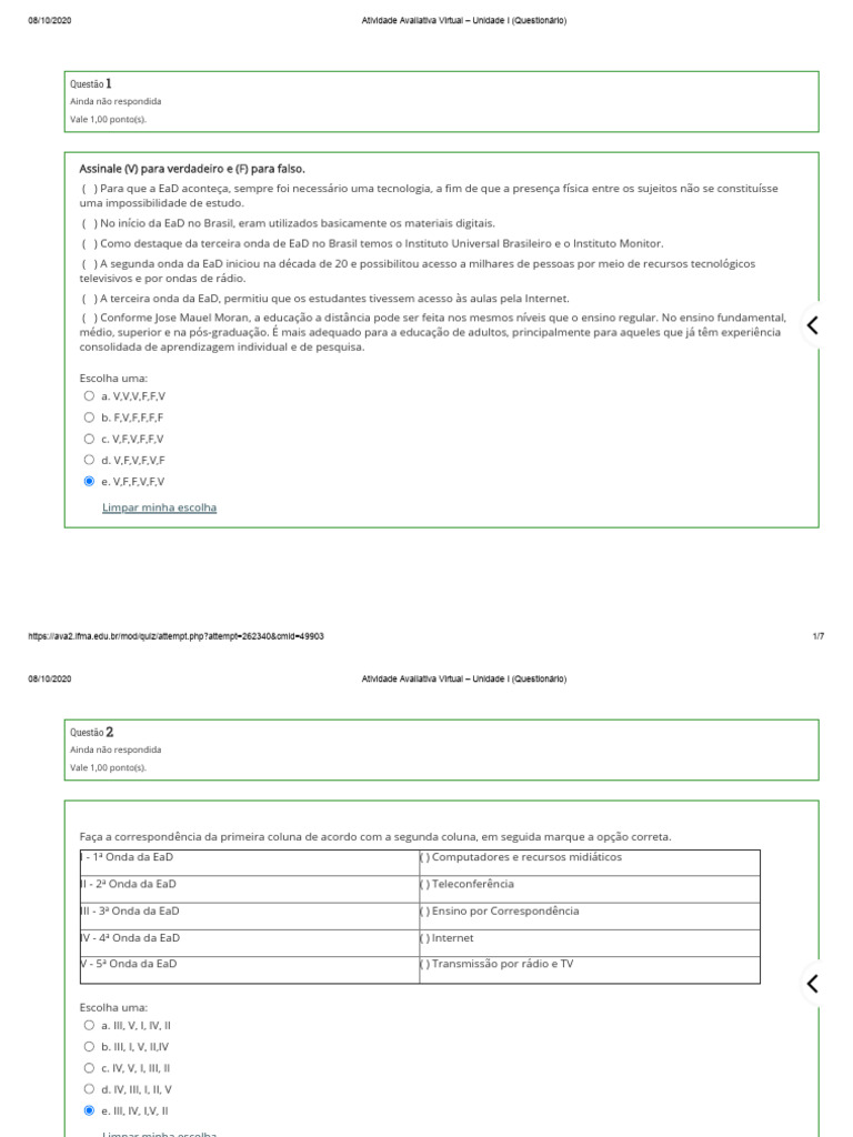 2 - Unidade1 - 3 - Atividade Avaliativa Virtual - Unidade I ...