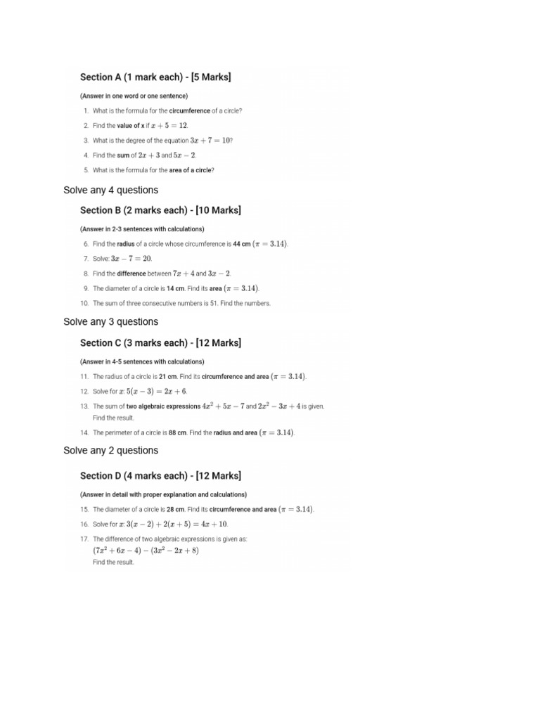 Class 8 Questions Paper | PDF