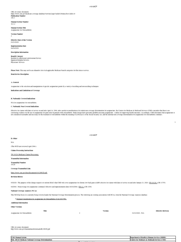 224028 | PDF | Acupuncture | Medicare (United States)