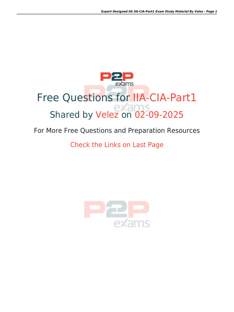 Expert Designed Iiaiia Cia Part1 Exam Study Material by Velez | PDF ...