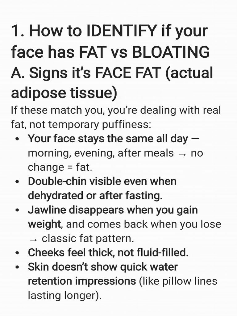 Face Fat Vs Bloating | PDF