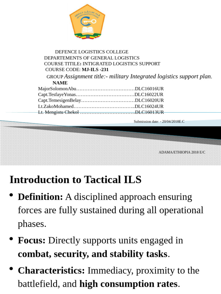 Assignment Title:-Military Integrated Logistics Support Plan | PDF ...